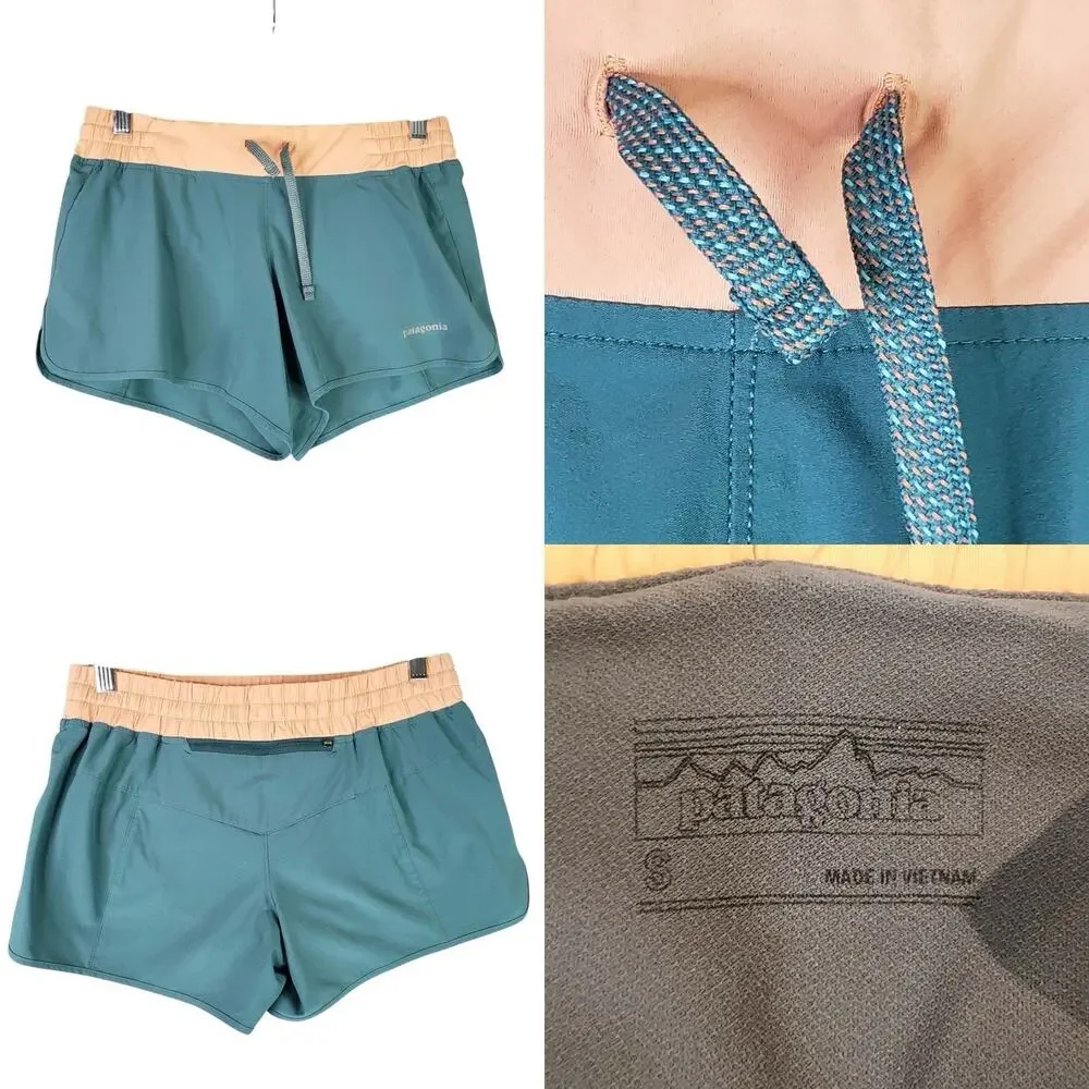 Patagonia Women’s Nine Trails Shorts Teal Lined Size Small S Outdoors Running